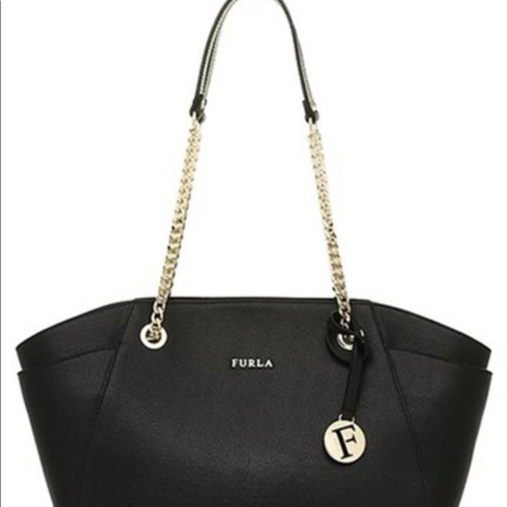 Furla Saffiano Leather Onyx Julia Shoulder Tote Bag
